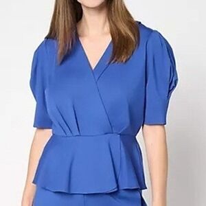 by Stacy London Womens XS Deep Ocean Lightweight Ponte Short Sleeve Top A691924